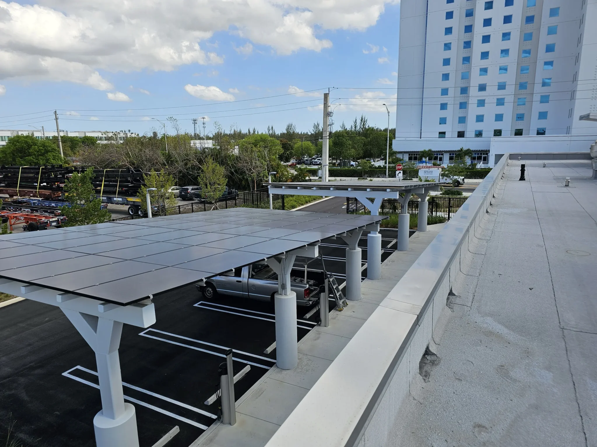 Dolphin Fire station parking lot charging stations