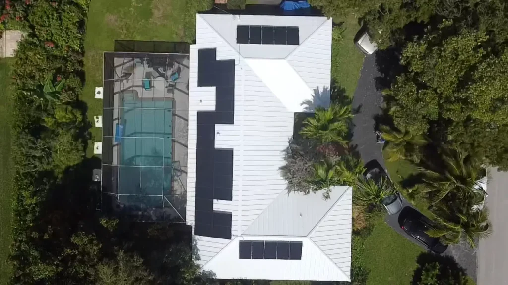Solar panels on a Florida metal roof