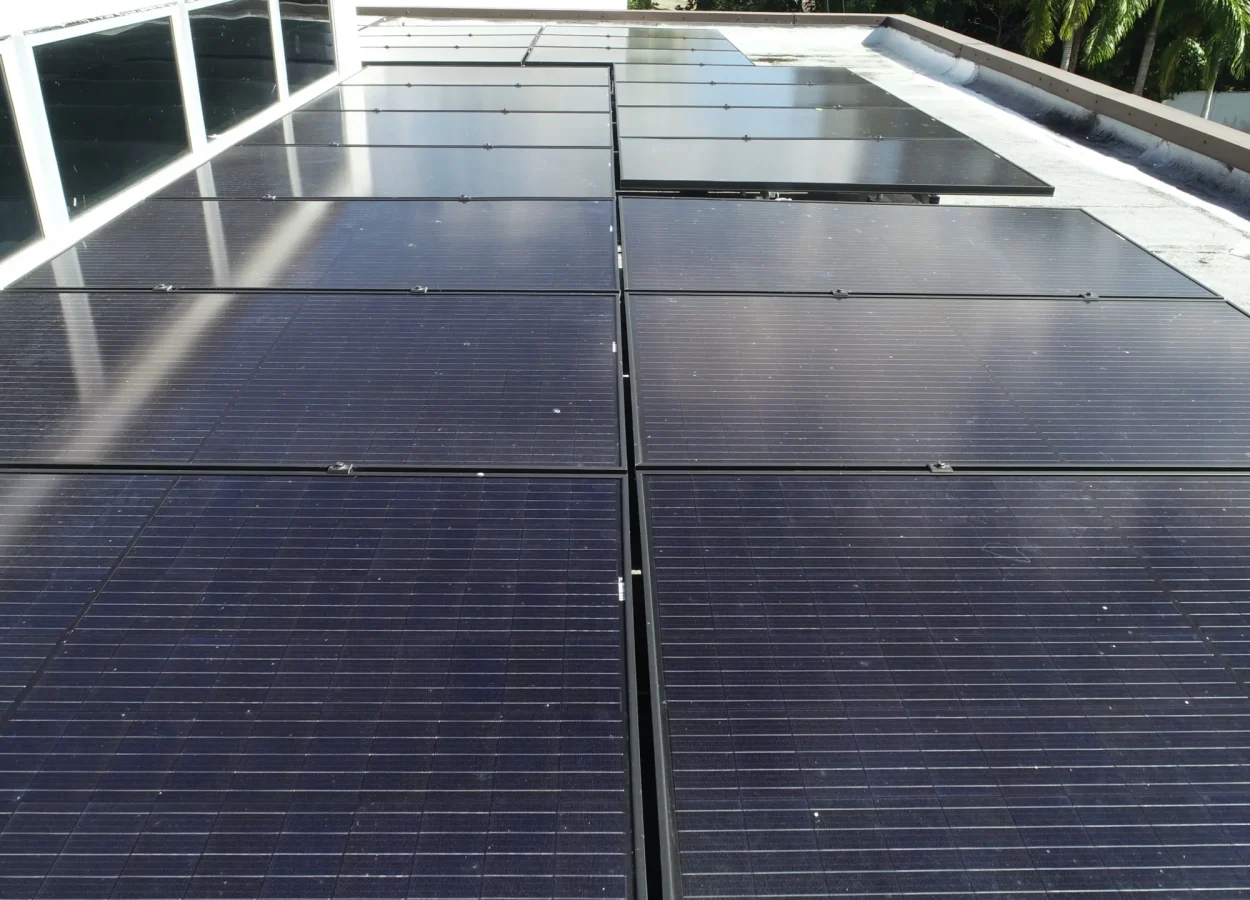 solar panels post hurricane, close up