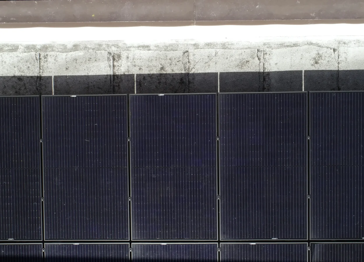solar panels post hurricane. close up